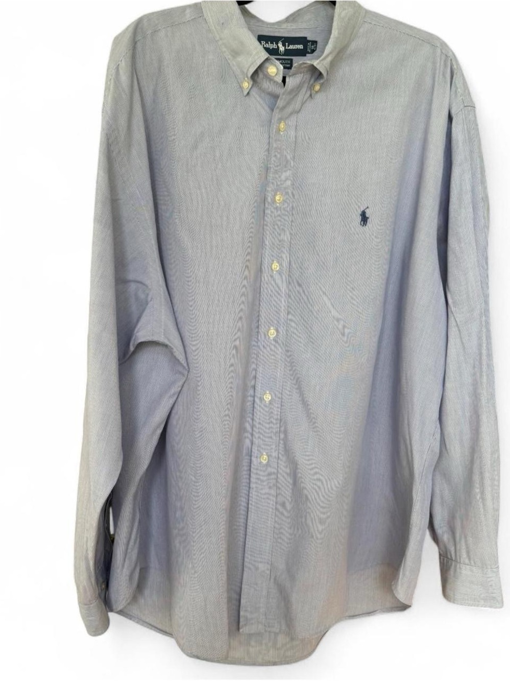 Ralph Lauren Yarmouth Men’s XXL Button Down Blue Micro-Stripe Cotton Oxford